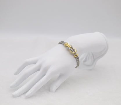 Two-Tone Cable Bracelet with Gold Knot Detail