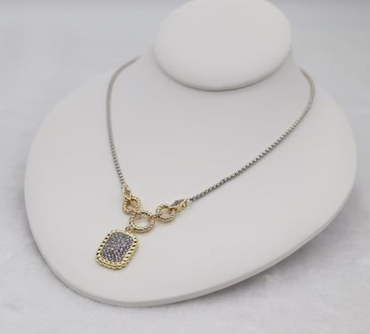 Two-Tone Pendant Necklace with Pave Accents
