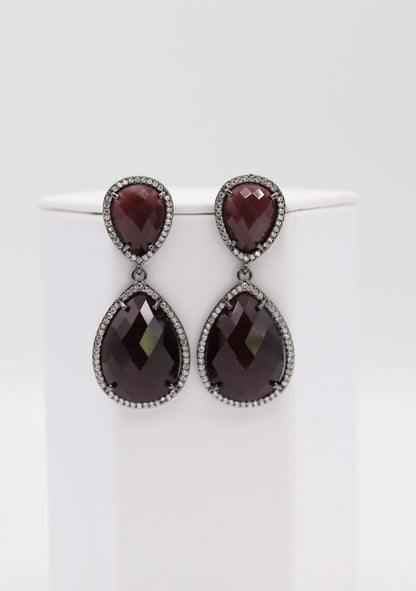 Dark Purple Teardrop Statement Earrings