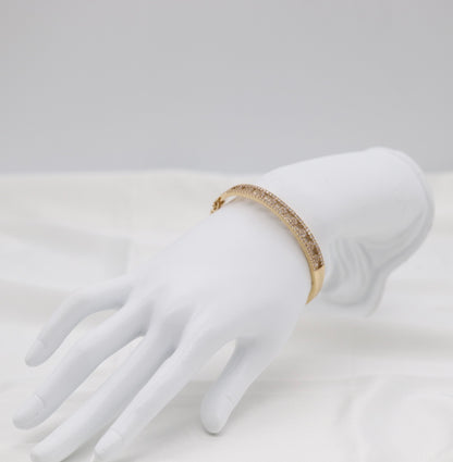 Gold Oval Pavé Link Bangle Bracelet