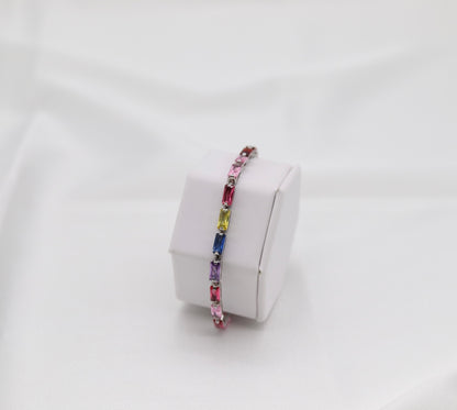 Multi-Colored Gemstone Adjustable Bracelet