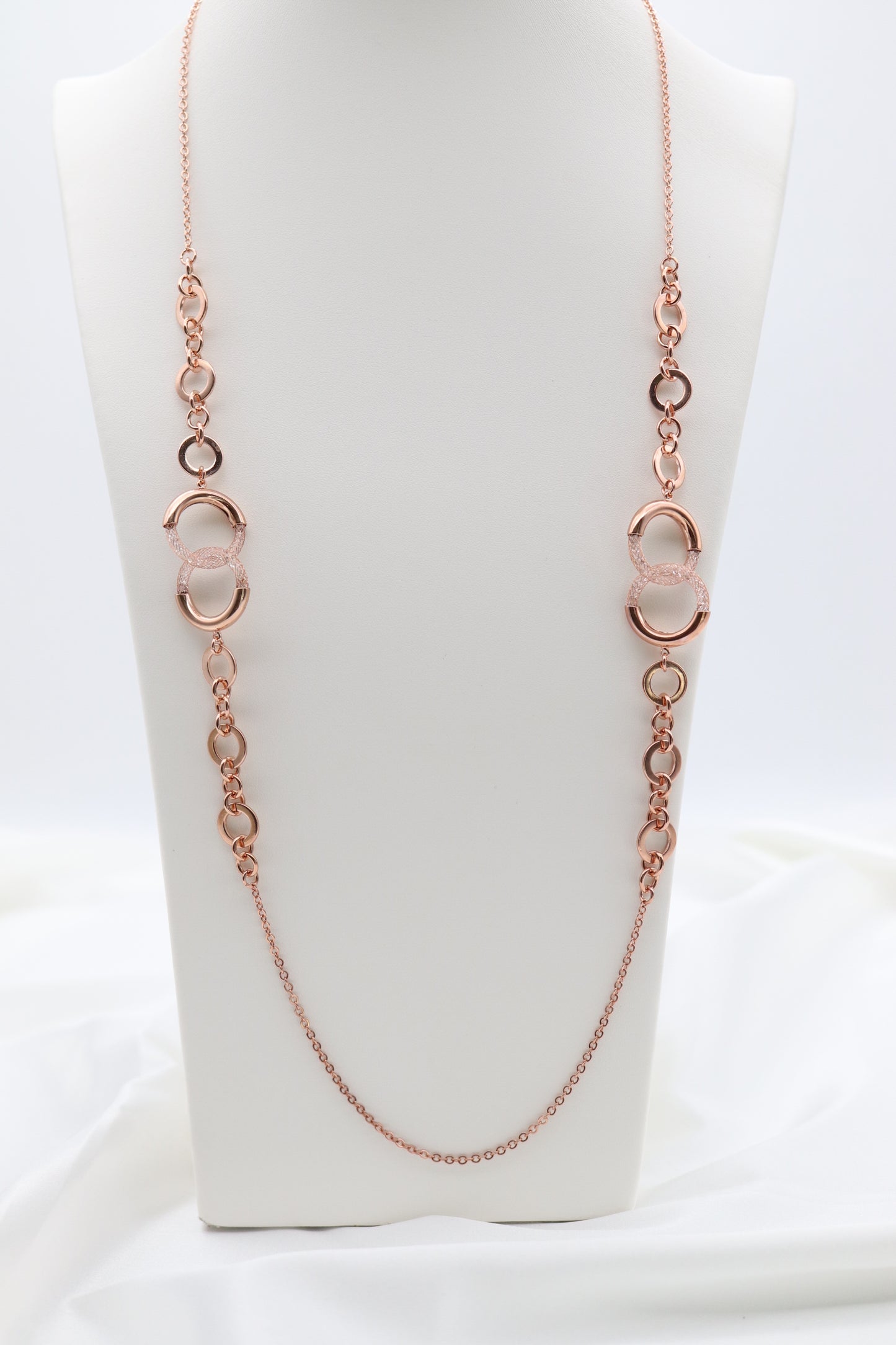 Rose Gold Austrian Crystals Circle Necklace