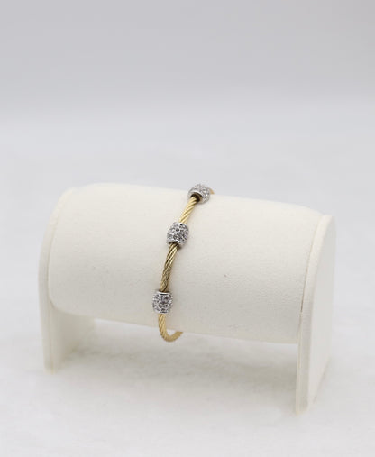 Gold Cable Bracelet with Crystal Barrel Accents