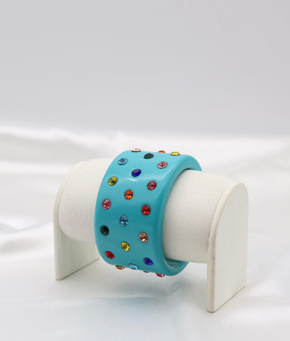 Turquoise Multicolor Crystal Acrylic Cuff Bracelet