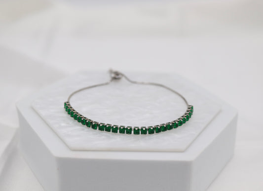 Emerald Green CZ Diamond Adjustable Bracelet