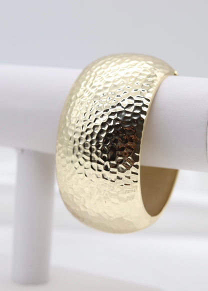 Chunky Gold Hammered Hinged Bracelet