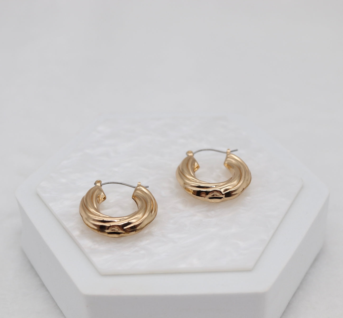 Bold Gold Sculpted Hoop Earrings