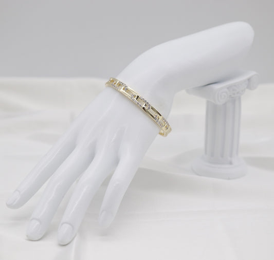 Gold Pavé Link Bangle Bracelet