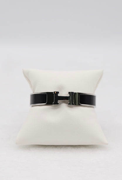 Medium Classic Silver & Black Enamel Bracelet