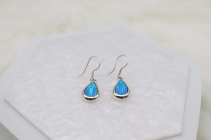 Aqua Blue Teardrop Sterling Silver Earrings