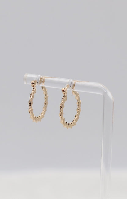 Textured Twist Gold Hoop Earrings