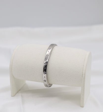 Silver Clover Accent Bangle Bracelet