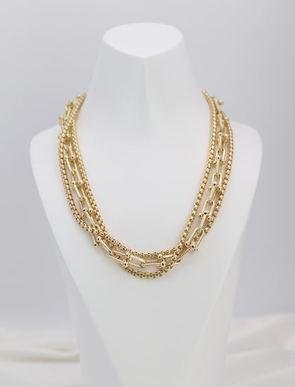 Golden Harmony Multi-Chain Statement Necklace