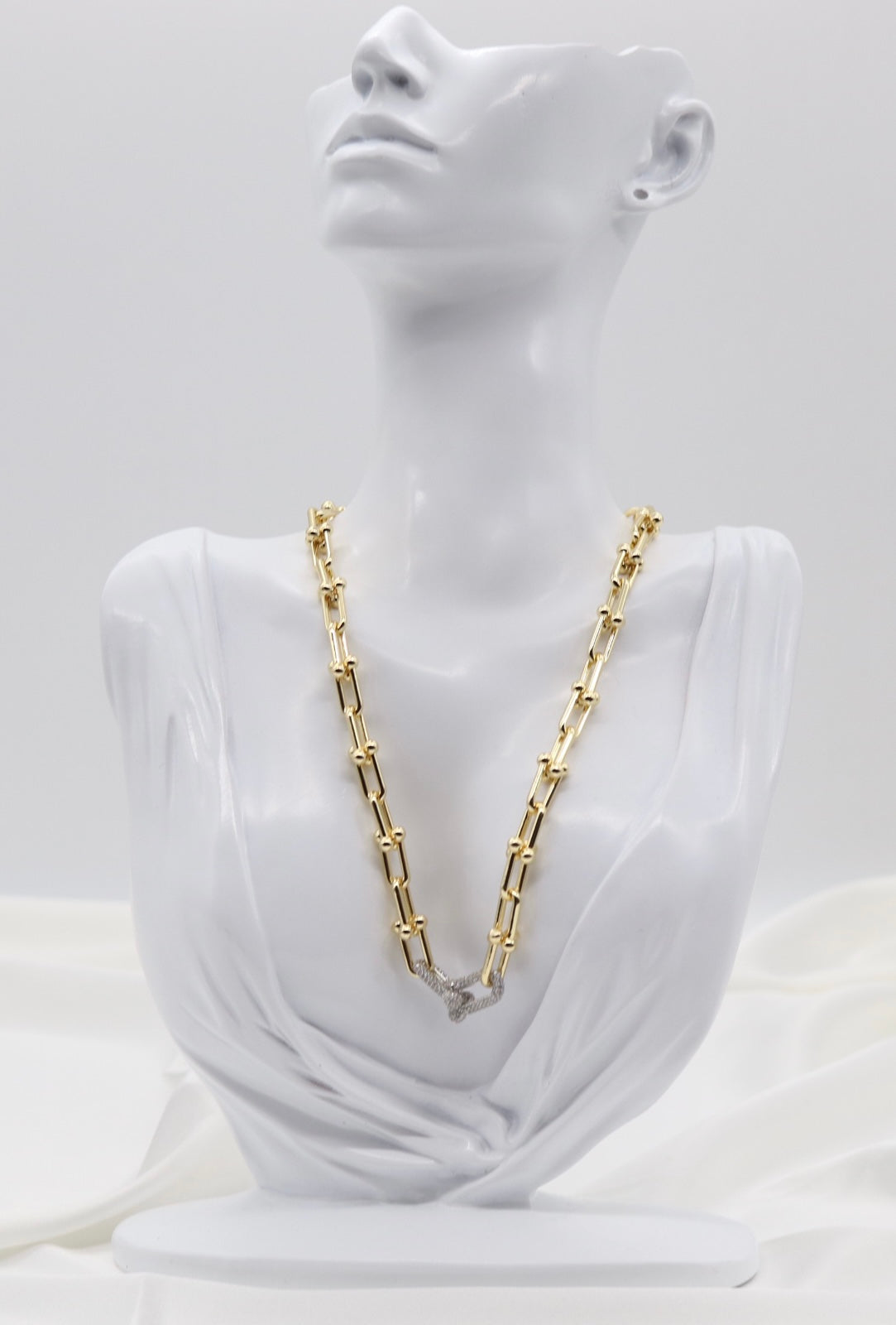 Gold Pavé Link Chain Necklace