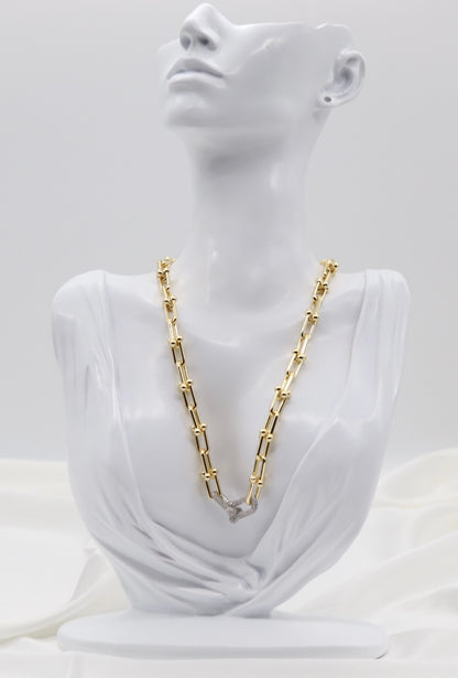 Gold Pavé Link Chain Necklace