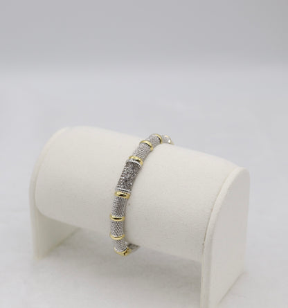 Two-Tone Pave Hinged Bangle Bracelet