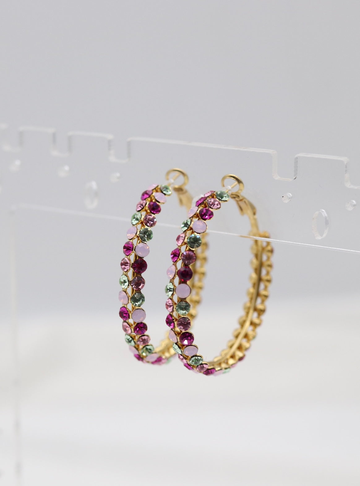 Fuchsia Multi-Color Jewel Hoop Earrings