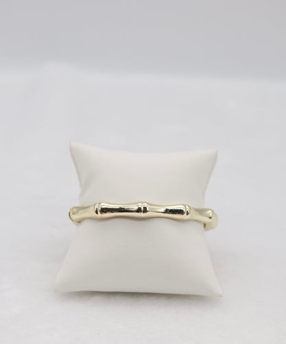 Gold Bamboo-Style Hinged Bangle Bracelet