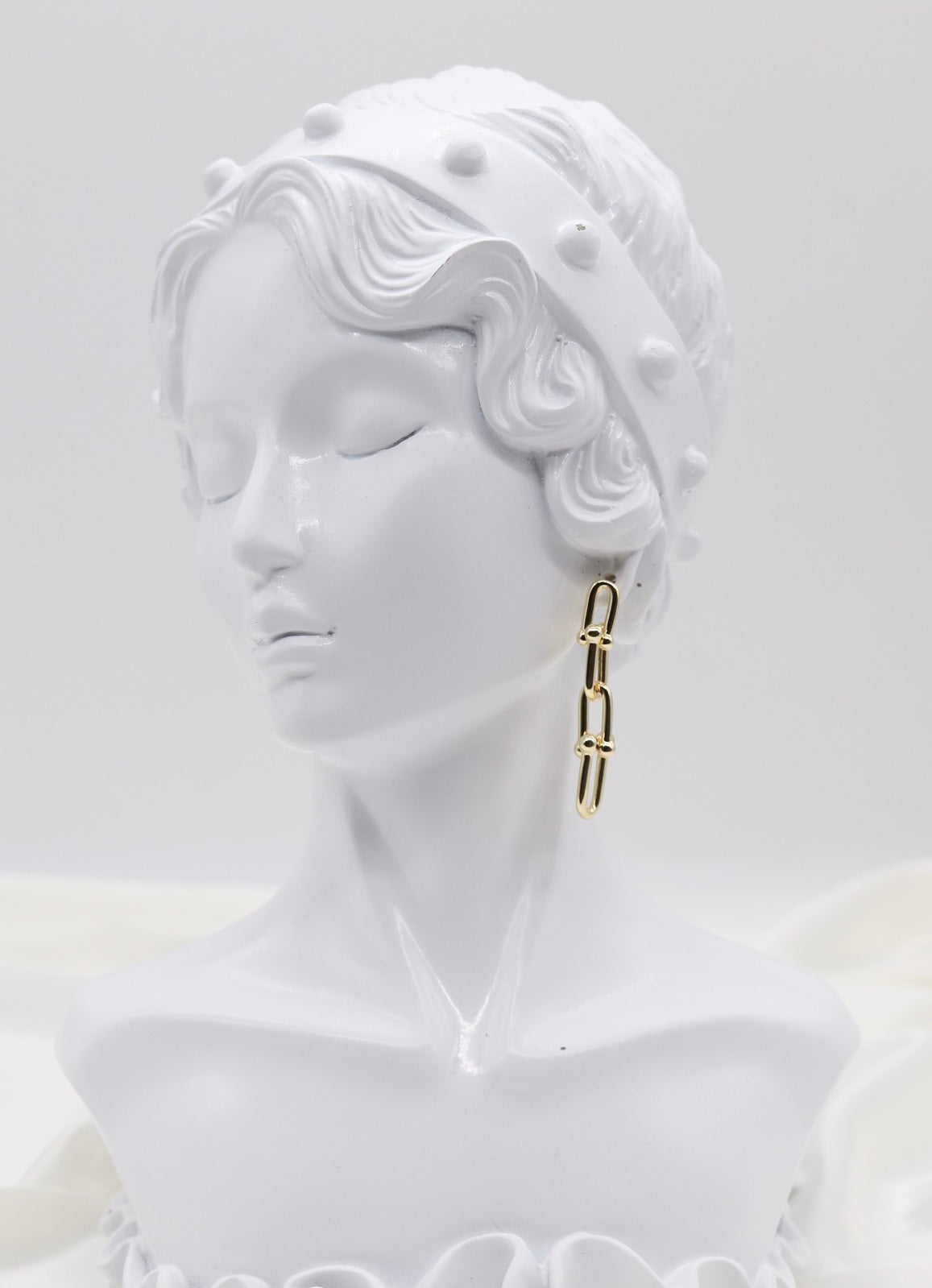 Gold Modern Link Drop Earrings