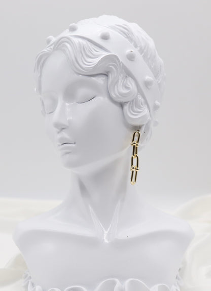 Gold Modern Link Drop Earrings