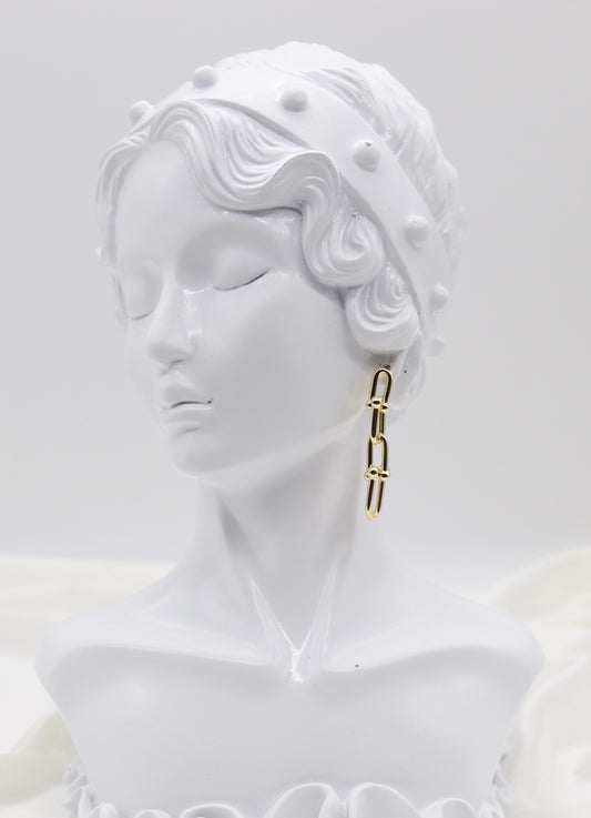 Gold Modern Link Drop Earrings