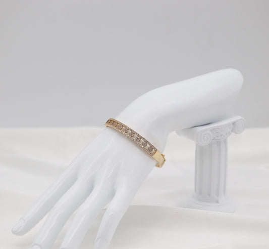 Gold Oval Pavé Link Bangle Bracelet