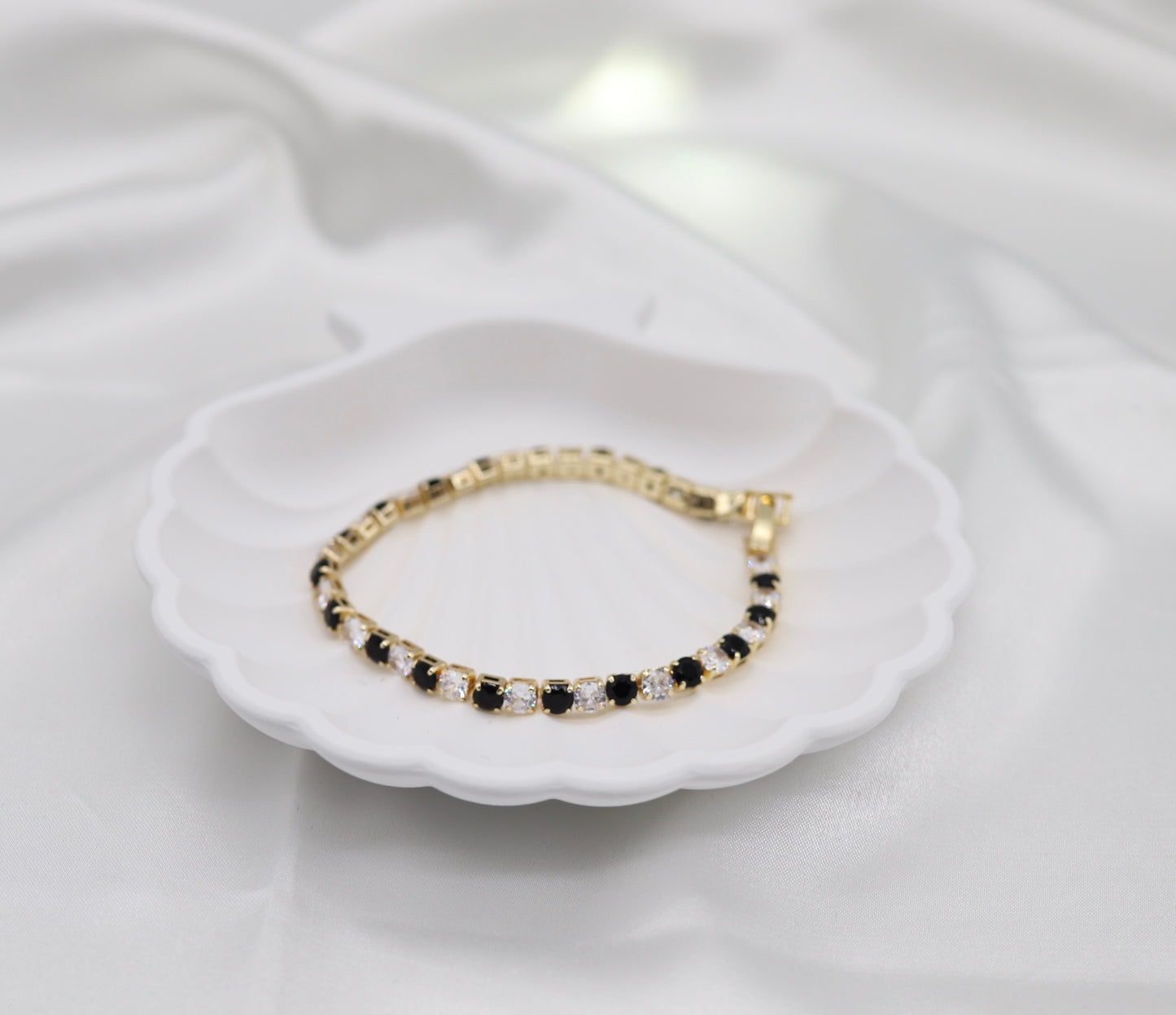 Mini Fashion Black and CZ Tennis Bracelet