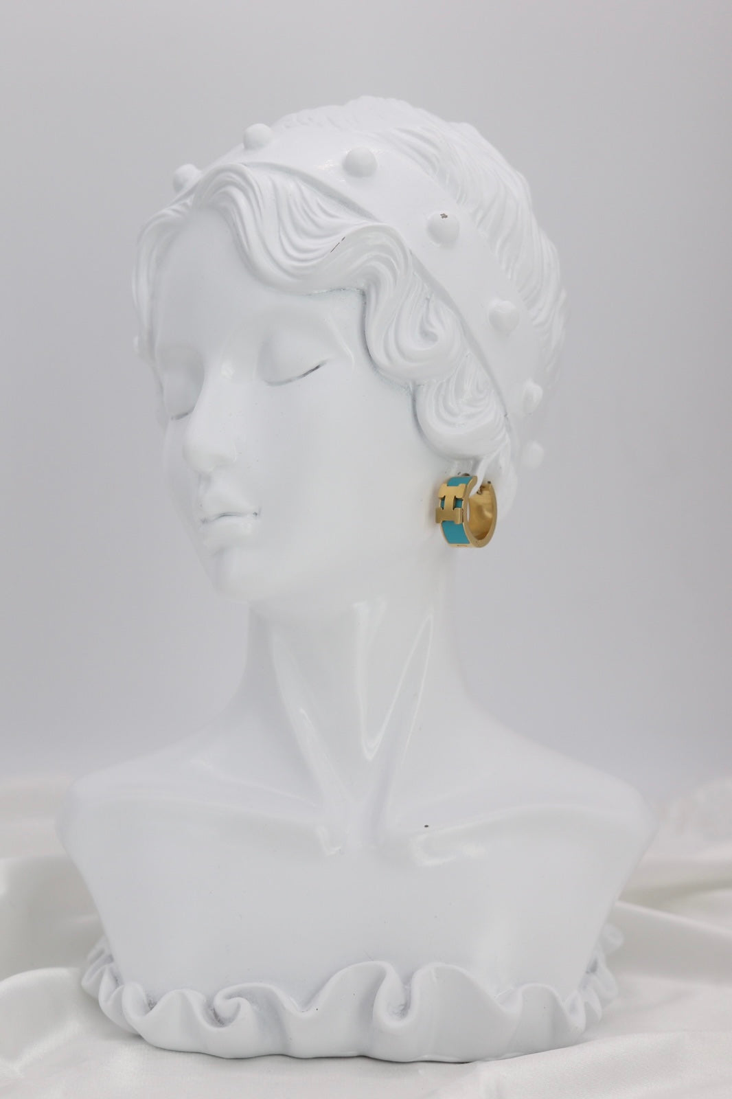 Turquoise Enamel Gold Huggie Hoop Earrings – Bold Modern Statement