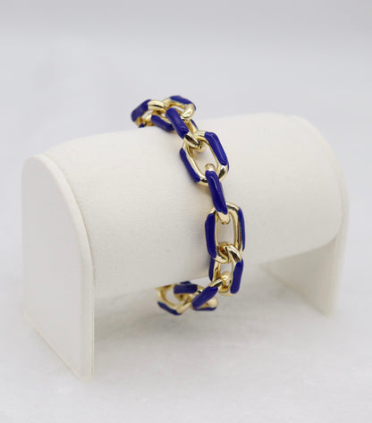 Bold Gold and Blue Link Statement Bracelet