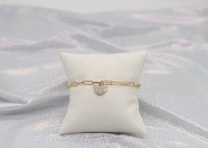 Dainty Gold Heart Paperclip Bracelet