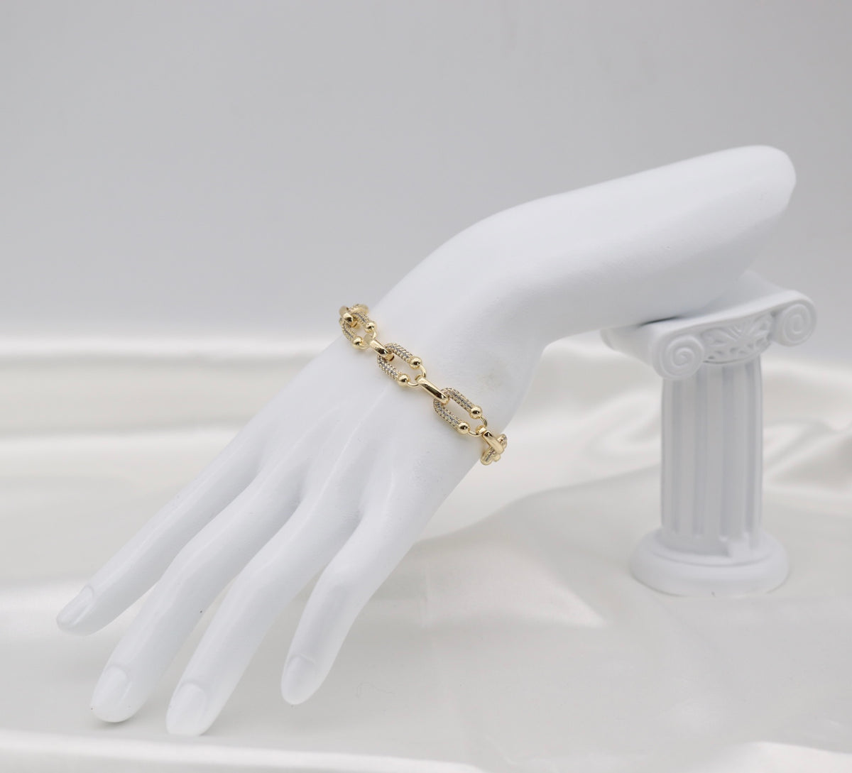 Gold Crystal Accent Link Bracelet