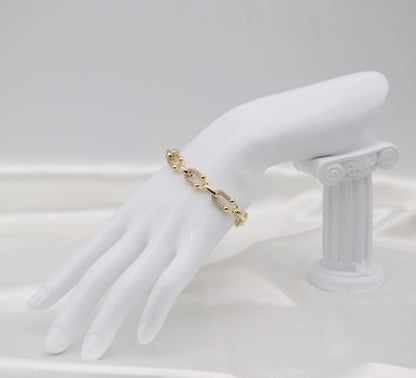 Gold Crystal Accent Link Bracelet
