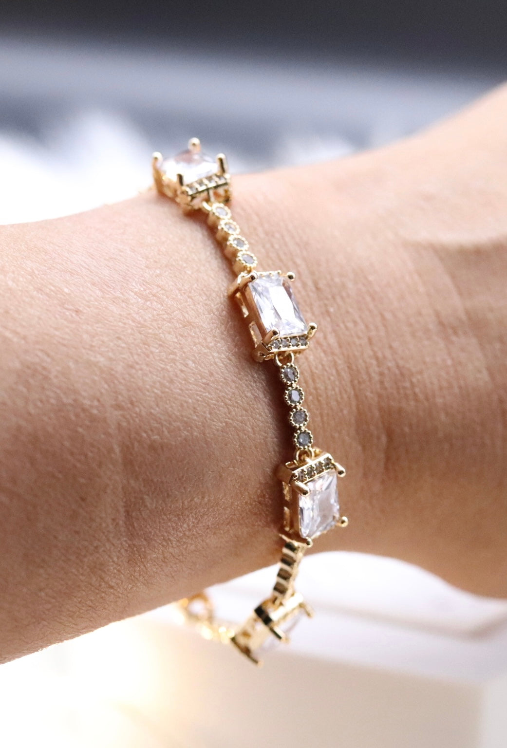 Crystal Clear Gemstones Tennis Bracelet