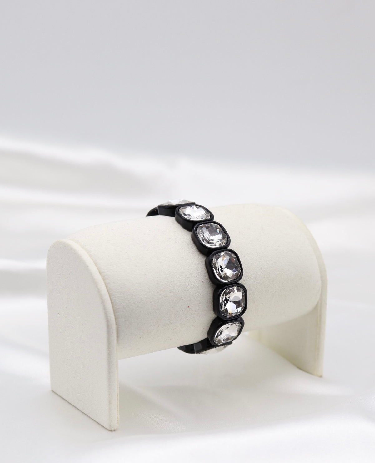 Black Crystal Stretch Statement Bracelet