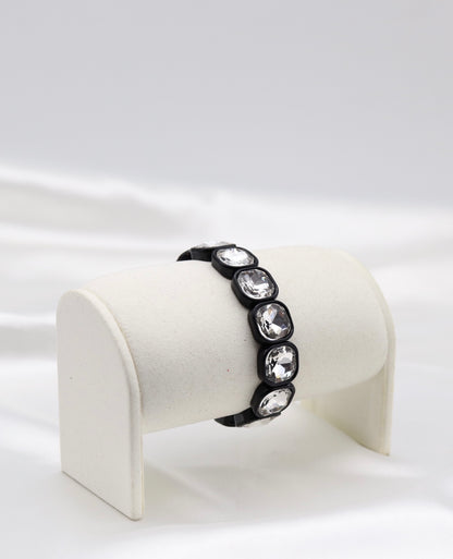 Black Crystal Stretch Statement Bracelet