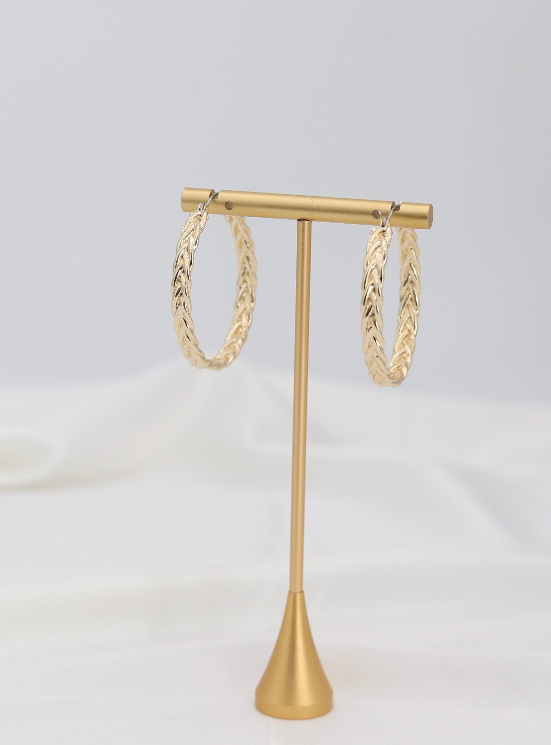 Braided Gold Hoop Earrings – Textured Twist Statement Hoops
