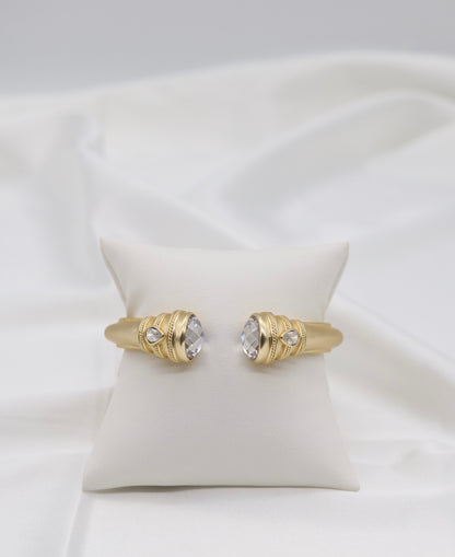 Clear Crystal Gold Cuff Bracelet