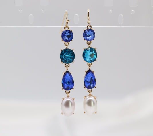 Blue Glass Stone Danging Earring