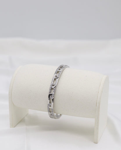 Silver Pavé Link Bangle Bracelet