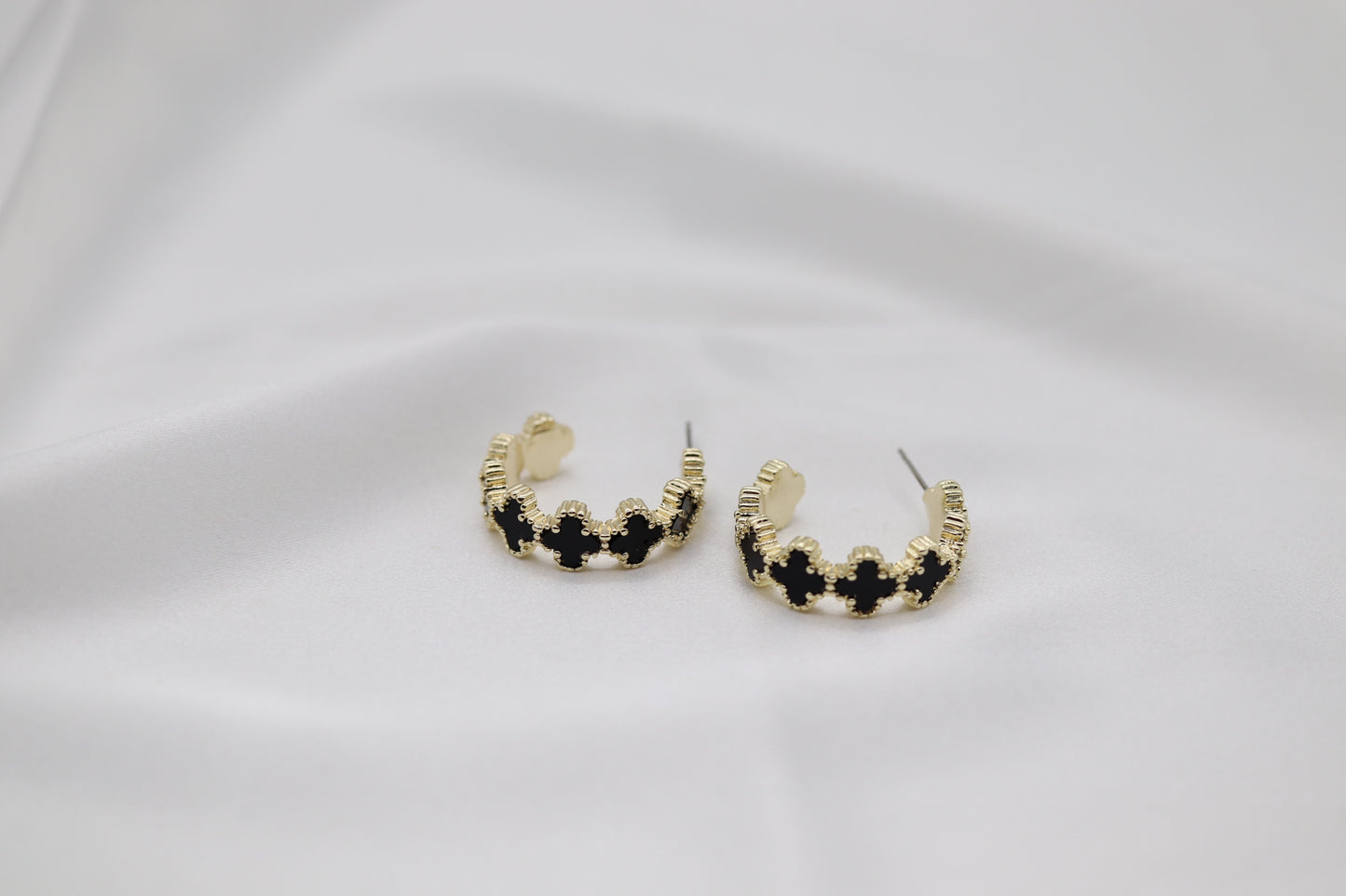 Black Clover Gold Hoop Earrings