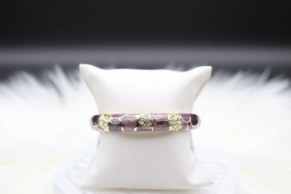 Light Purple Enamel Bangle Hinged Bracelet