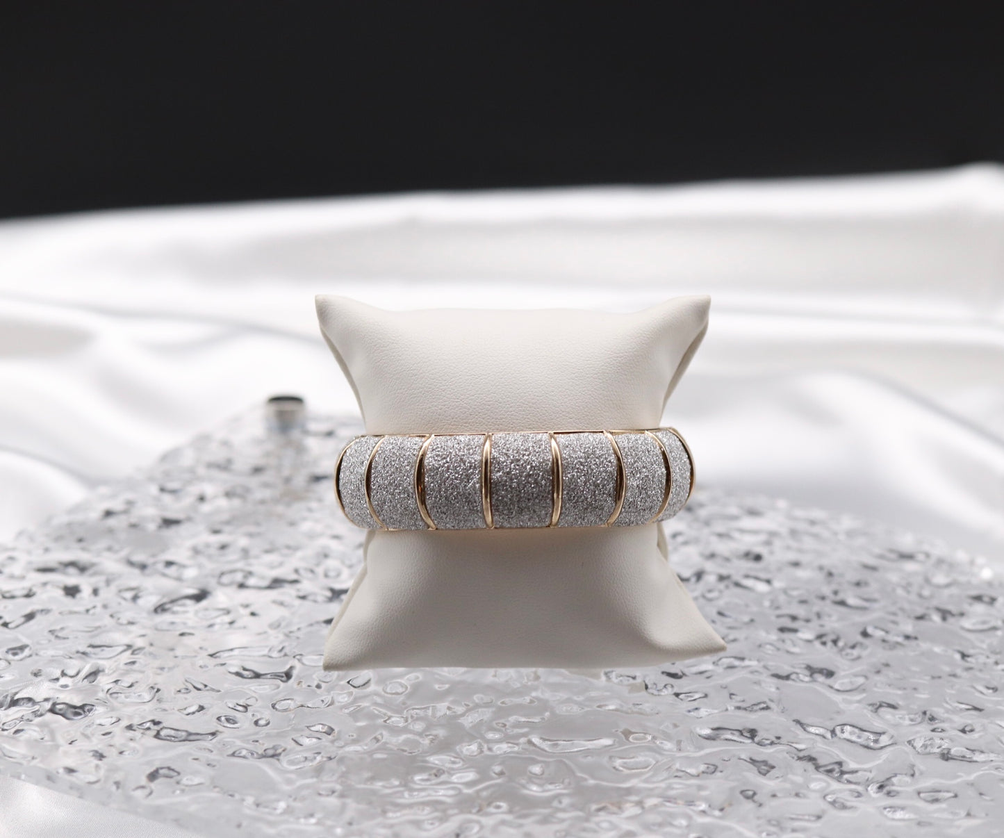 Sparkling Silver Hinge Bracelet with Gold Trim