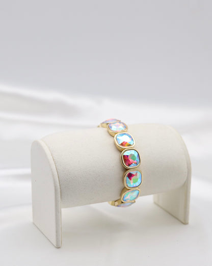 Aurora Crystal & Gold Stretch Bracelet