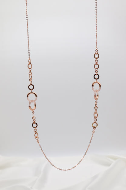 Rose Gold Austrian Crystals Circle Necklace