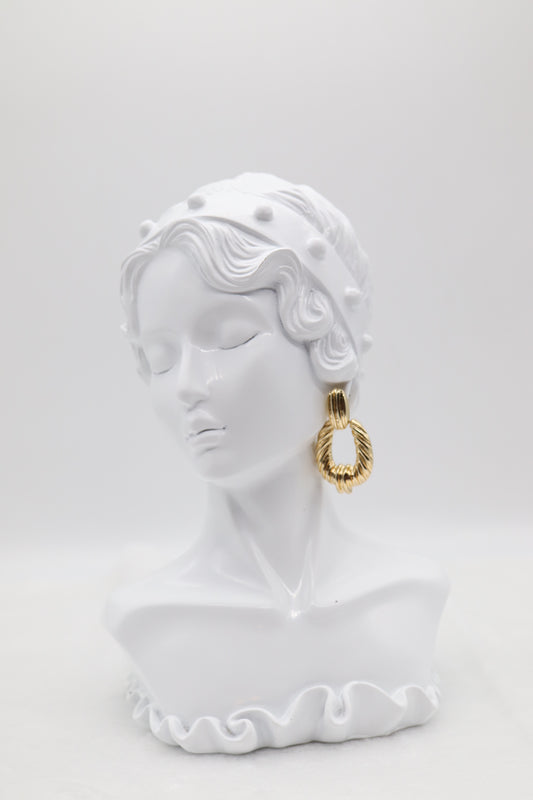 Textured Gold Drop Statement Earrings