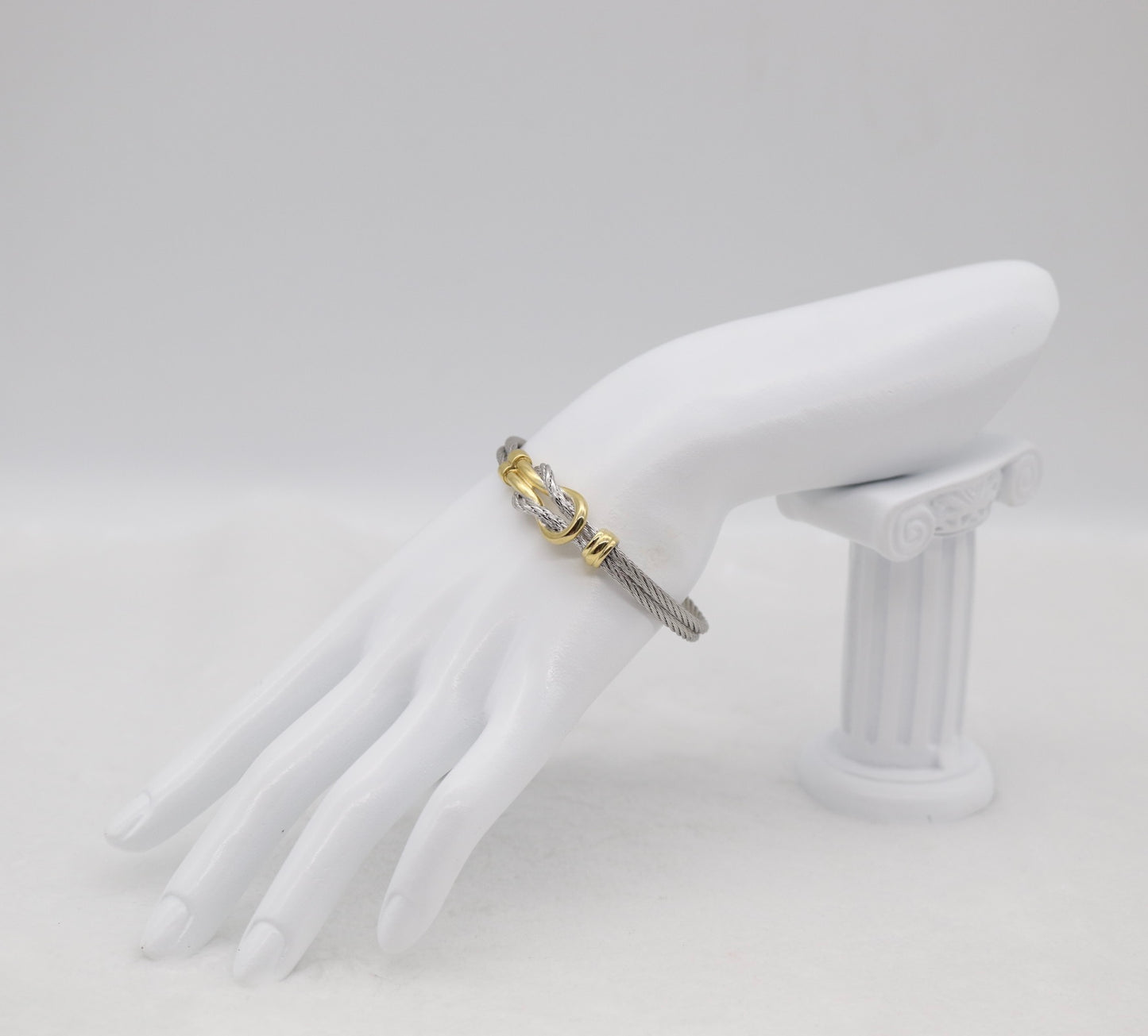 Two-Tone Cable Bracelet with Gold Knot Detail
