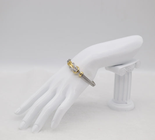 Two-Tone Cable Bracelet with Gold Knot Detail