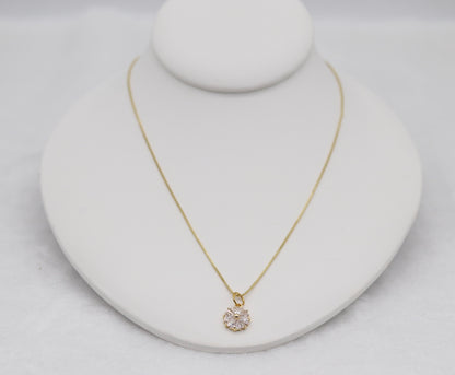 Gold Floral Crystal Necklace – Dainty Sparkling Pendant