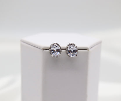 Cubic Zirconia Silver Post Style Earrings