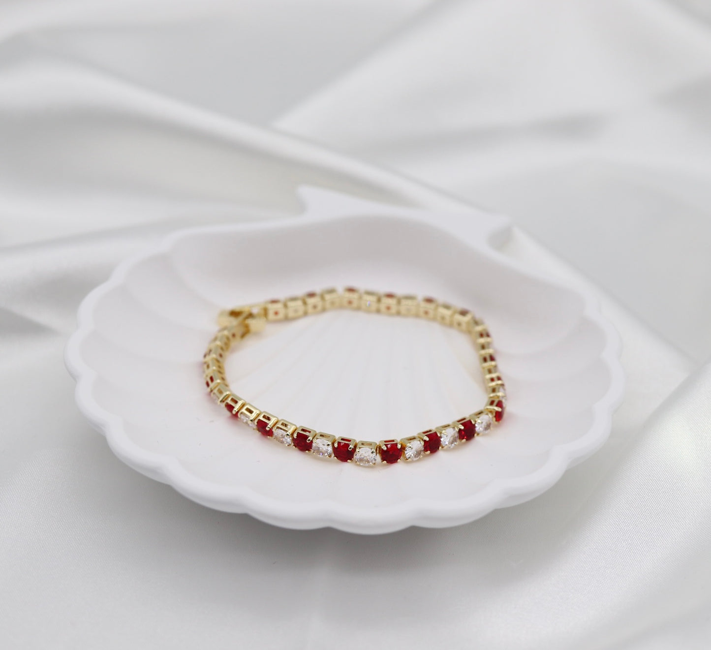 Mini Fashion Ruby Red and CZ Tennis Bracelet